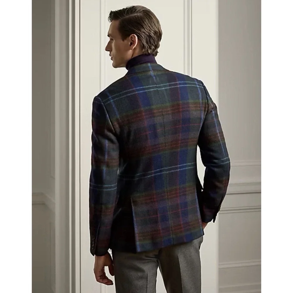 Ralph Lauren Purple Label Kent Hand Tailored Jacket Men 42R Wool Plaid NWT $2500